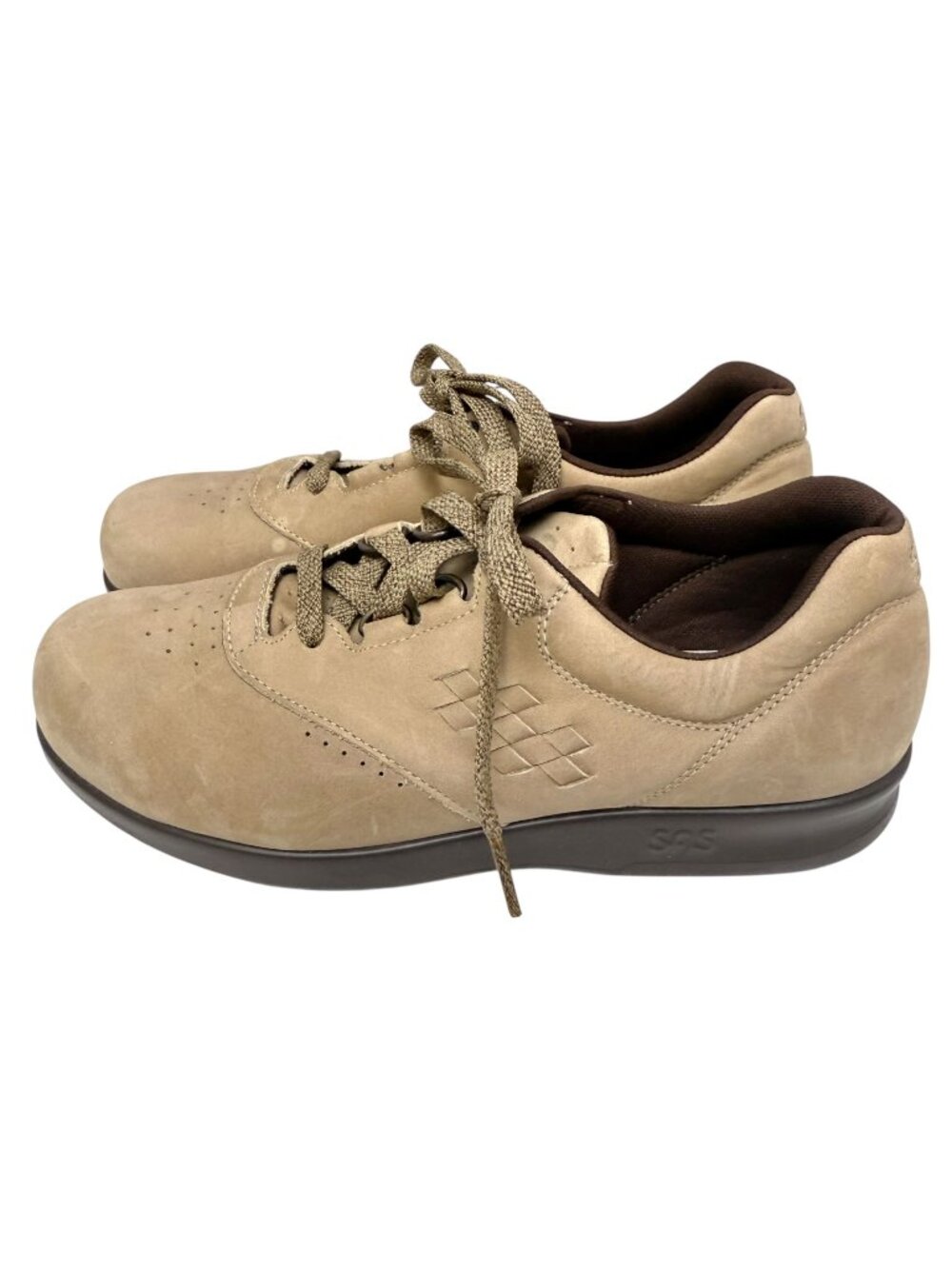 SAS Womens Size 8.5 Beige Tan Nubuck Leather Lace Up Comfort Shoes * No Insoles